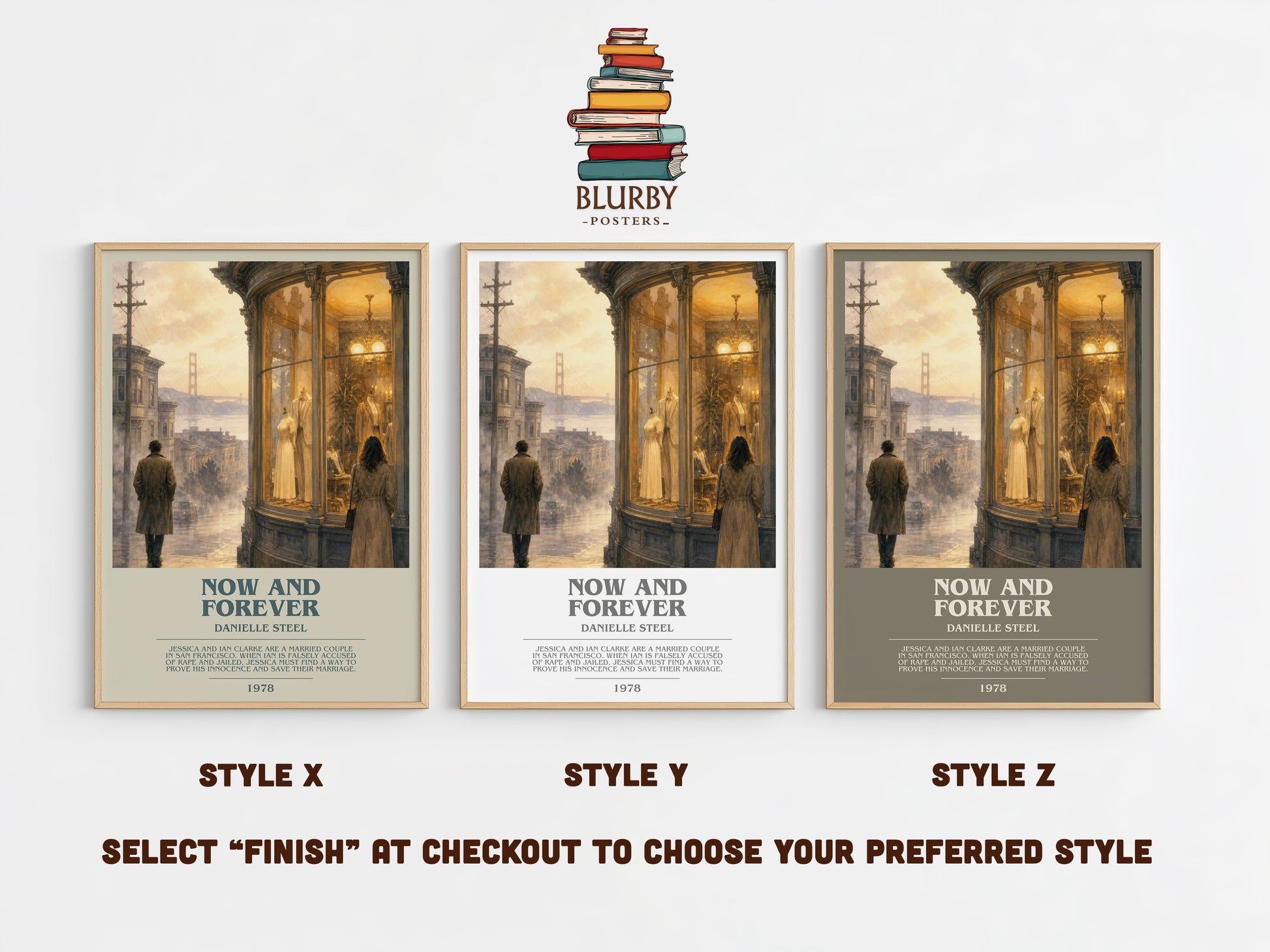 Now And Forever bookish print in frame leaning in hallway – romance wall art