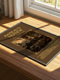 Rameau's Nephew Minimalist Book Poster by Denis Diderot – print on a sunlit desk