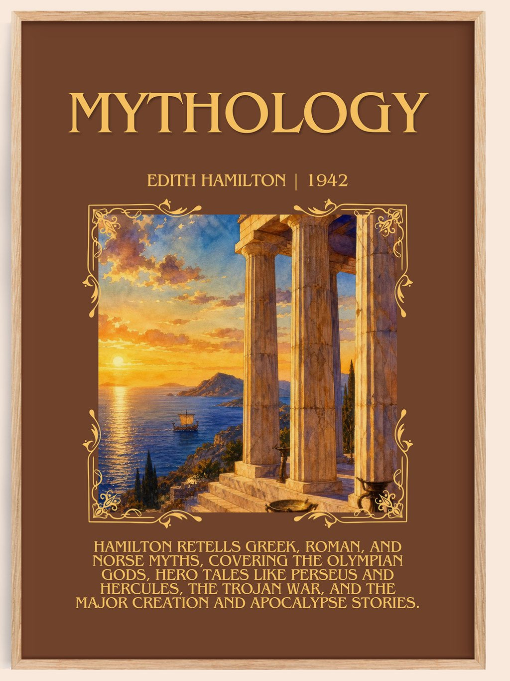 Mythology Minimalist Book Poster by Edith Hamilton – book poster