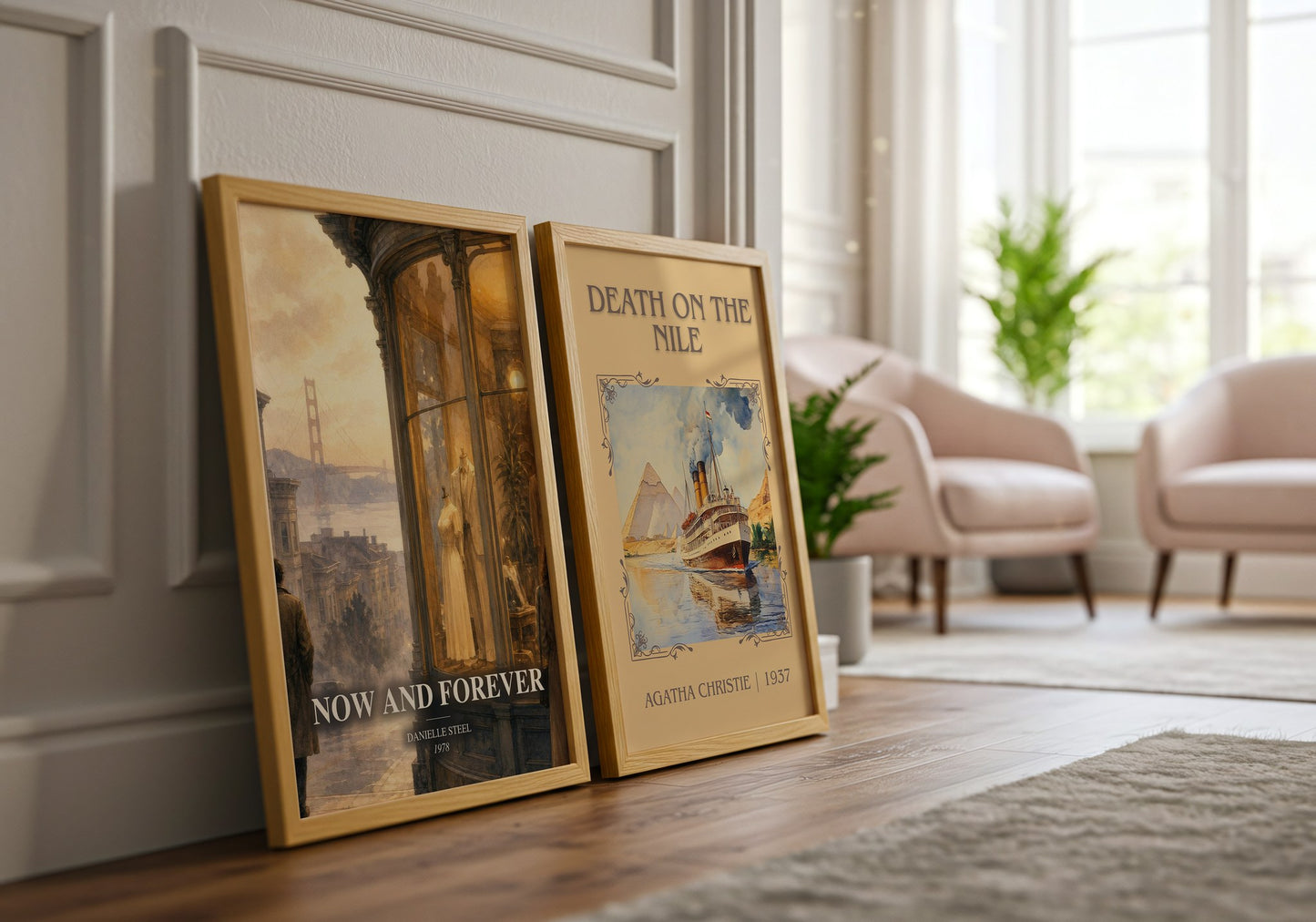 Now And Forever watercolour print framed by window – literary home decor