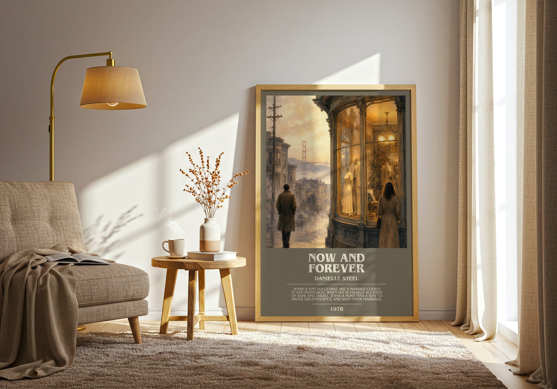 Now And Forever bookish print on bookshelf – Danielle Steel fan gift