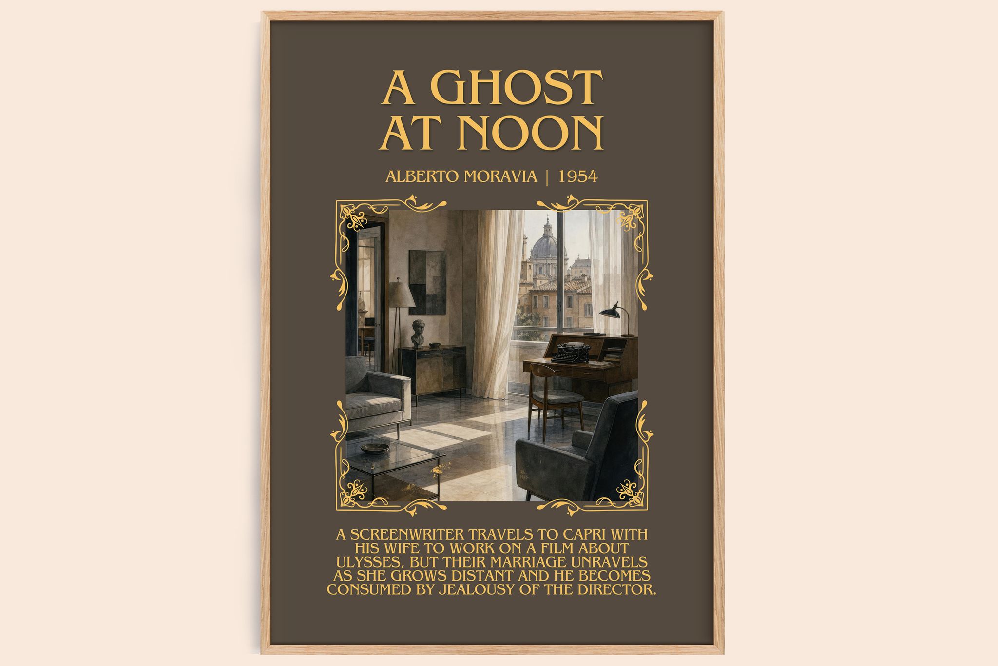 A Ghost at Noon Minimalist Book Poster by Alberto Moravia
