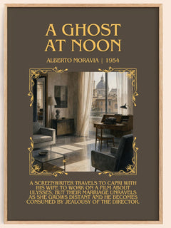 A Ghost at Noon Minimalist Book Poster by Alberto Moravia – book poster