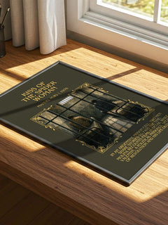 Kiss of the Spider Woman Minimalist Book Poster by Manuel Puig – print on a sunlit desk