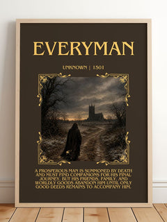 Everyman Minimalist Book Poster by Unknown – framed print leaning on a wooden floor