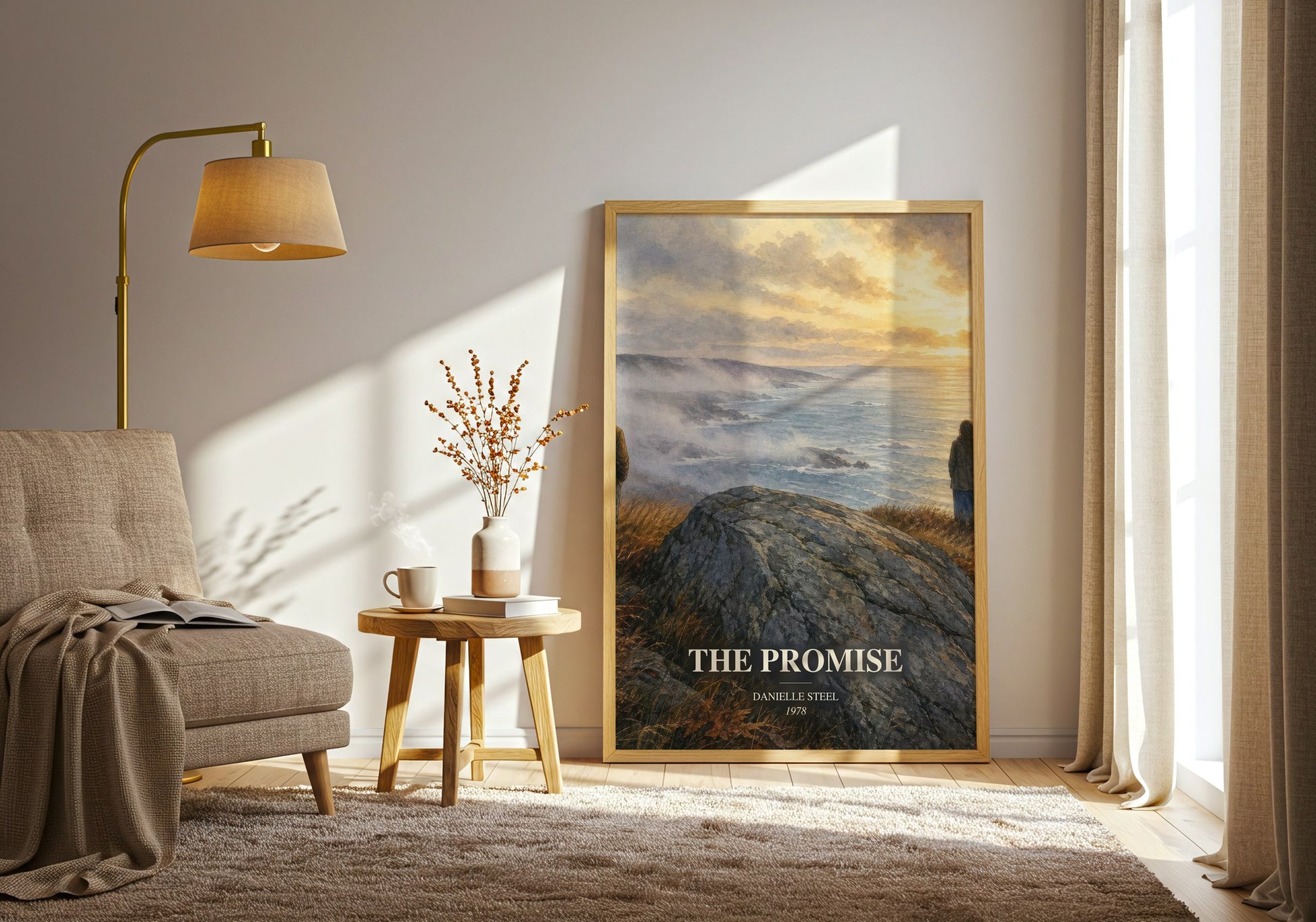 The Promise watercolour print in frame leaning in hallway – romance wall art