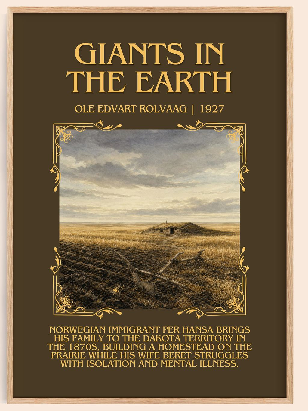 Giants in the Earth Minimalist Book Poster by Ole Edvart Rolvaag – book poster