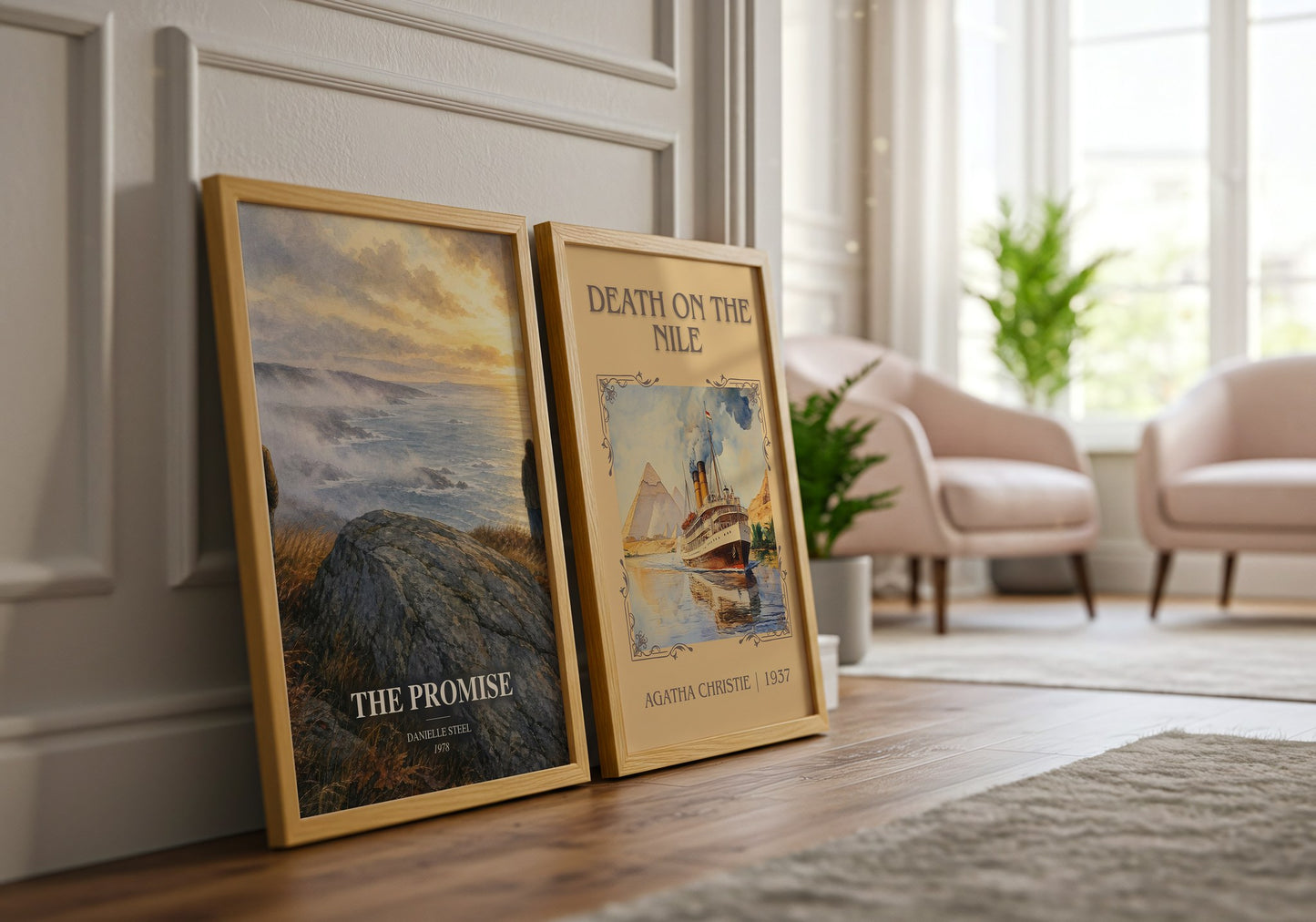 The Promise watercolour print framed by window – literary home decor
