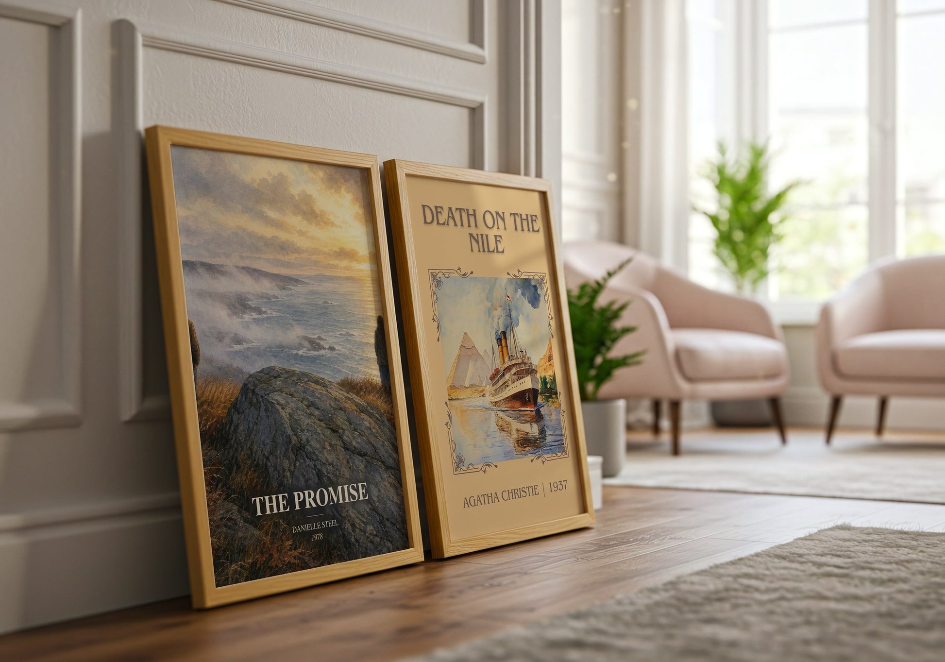 The Promise watercolour print framed by window – literary home decor