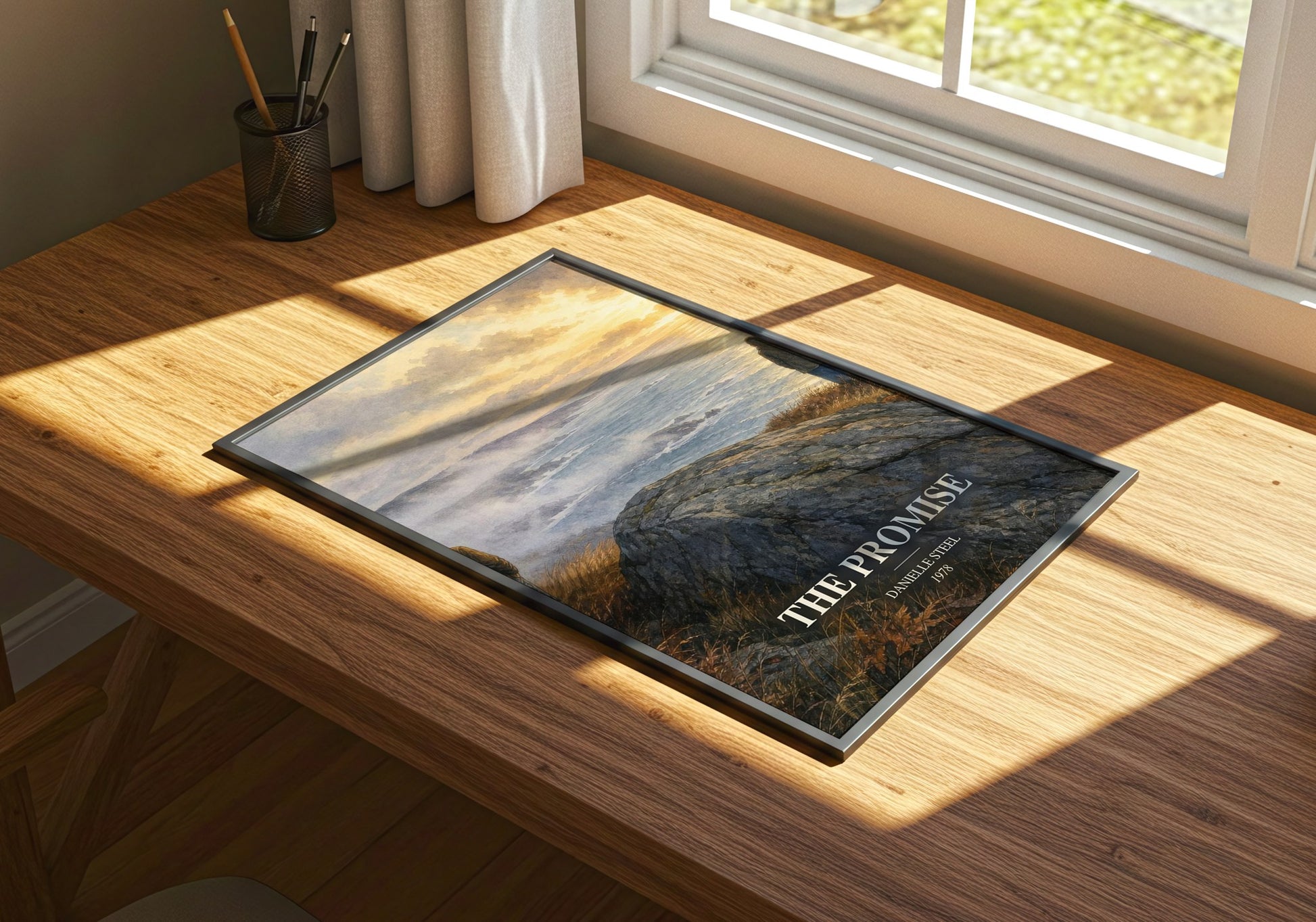 The Promise watercolour book poster framed on wall – romance wall art
