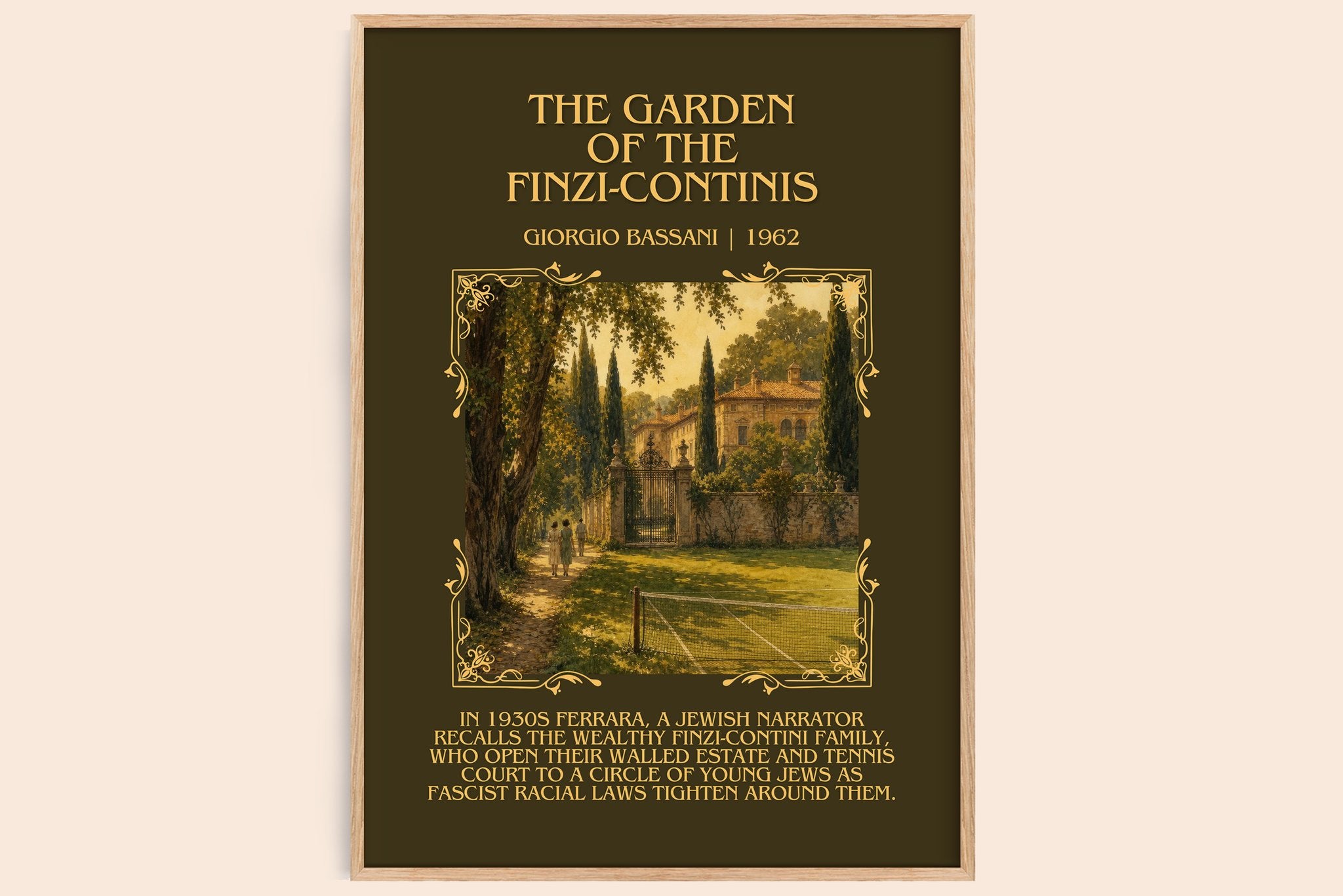 Garden of the Finzi-Continis Minimalist Book Poster by Giorgio Bassani
