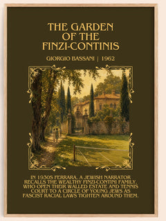 Garden of the Finzi-Continis Minimalist Book Poster by Giorgio Bassani – book poster