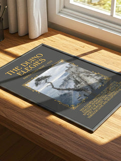 The Duino Elegies Minimalist Book Poster by Rainer Maria Rilke – print on a sunlit desk