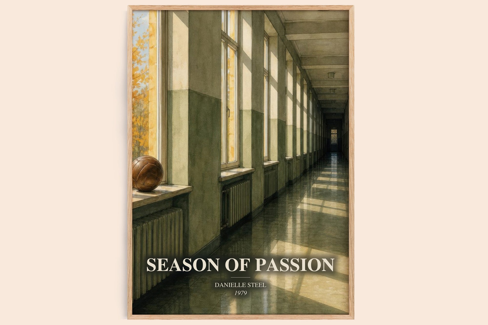 Season Of Passion watercolour book poster by Danielle Steel – framed literary art print