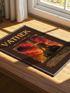 Vathek Minimalist Book Poster by William Beckford – print on a sunlit desk