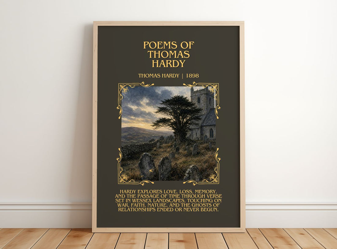 Poems Of Thomas Hardy Minimalist Book Poster by Thomas Hardy – framed print leaning on a wooden floor