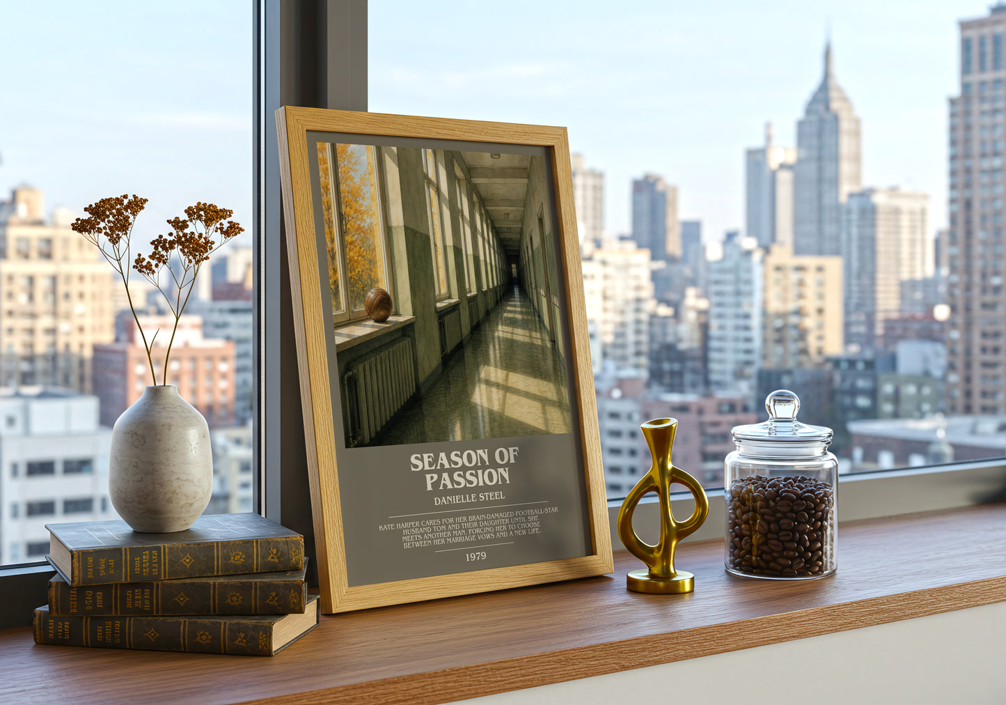 Season Of Passion bookish print framed by window – literary home decor