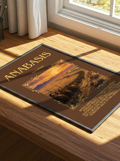 Anabasis Minimalist Book Poster by Xenophon – print on a sunlit desk