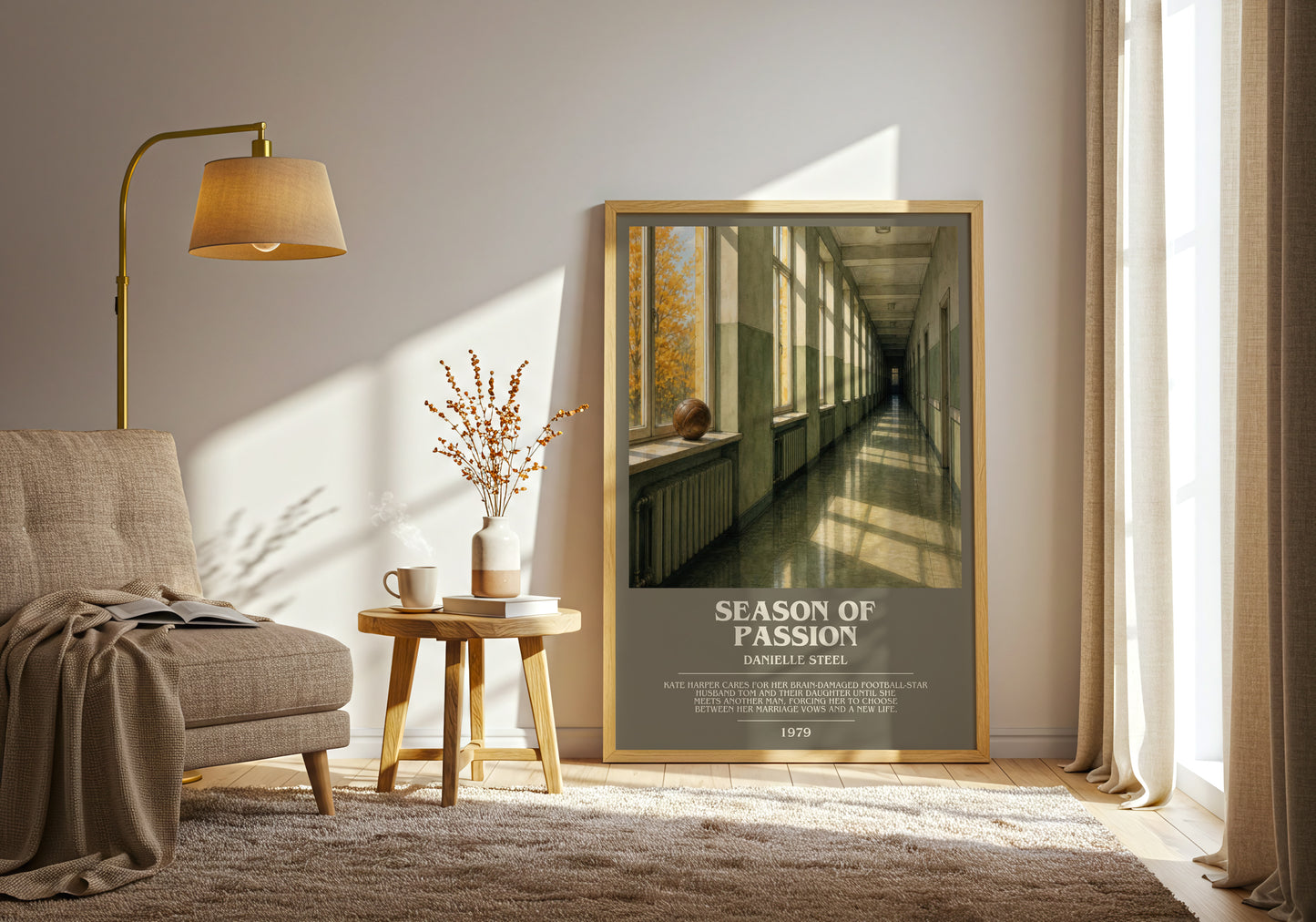 Season Of Passion bookish print on bookshelf – Danielle Steel fan gift