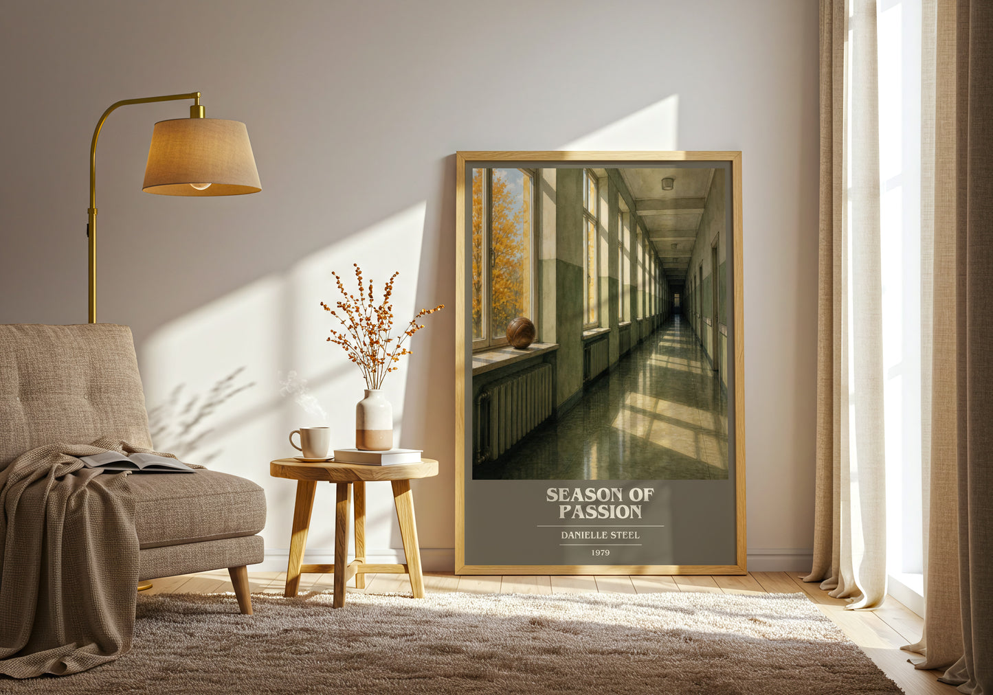 Season Of Passion book cover print on bookshelf – Danielle Steel fan gift