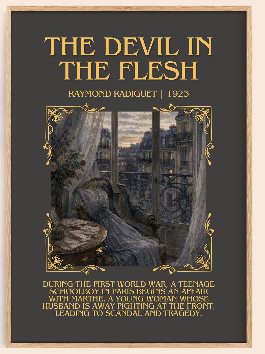 The Devil in the Flesh Minimalist Book Poster by Raymond Radiguet – book poster