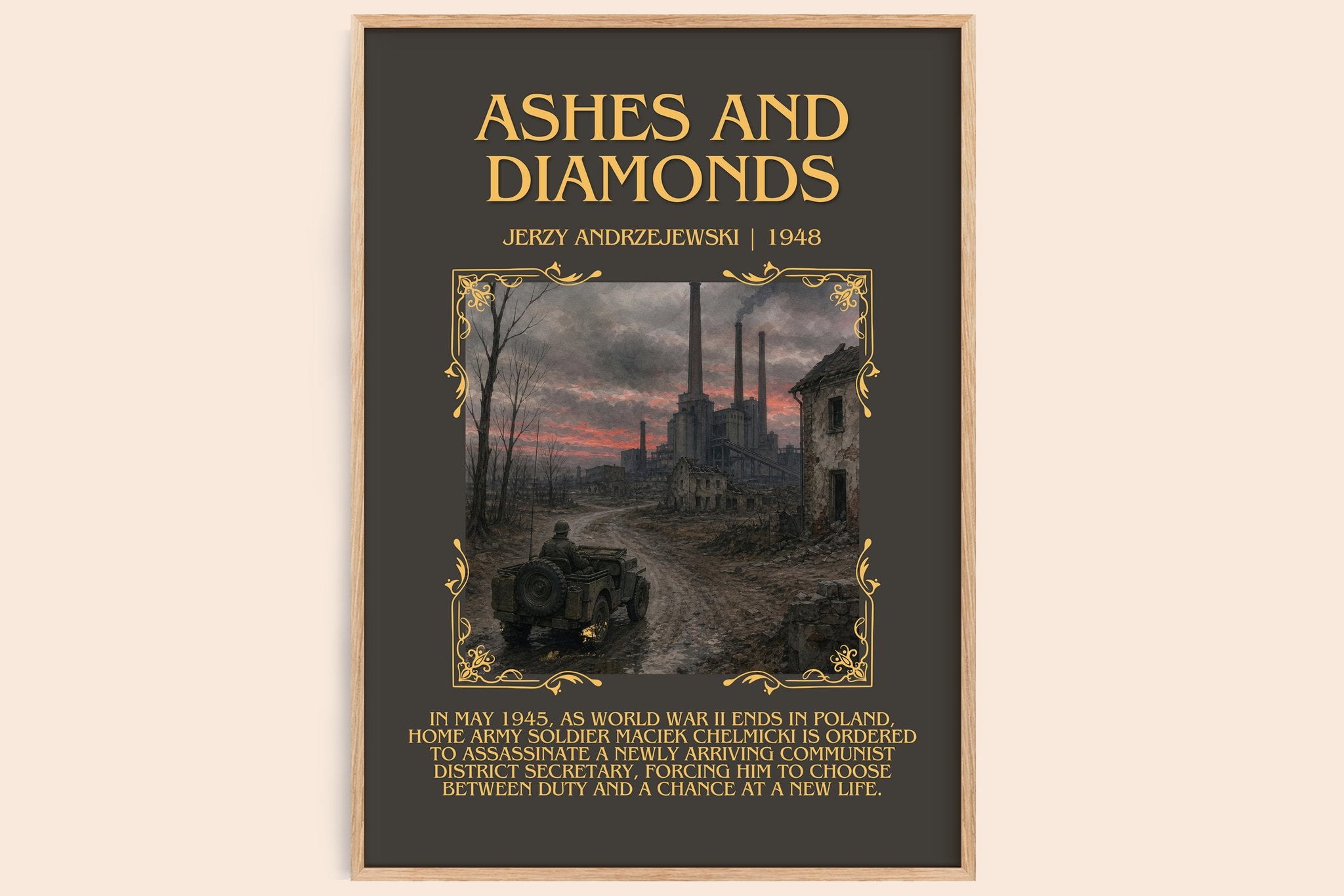 Ashes and Diamonds Minimalist Book Poster by Jerzy Andrzejewski