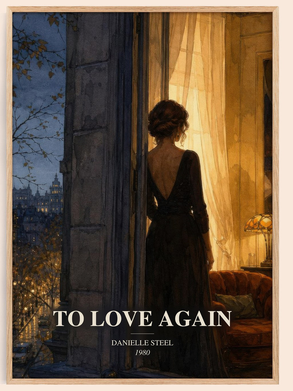 To Love Again watercolour book poster by Danielle Steel – framed literary art print