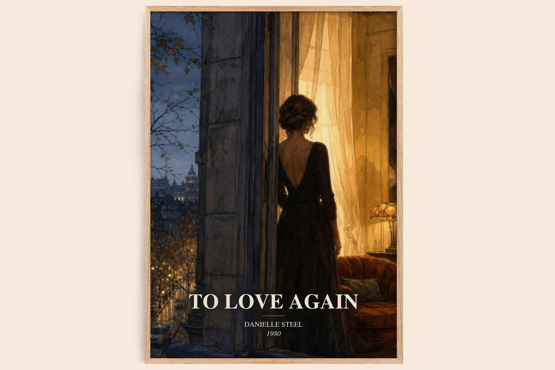 To Love Again watercolour book poster by Danielle Steel – framed literary art print
