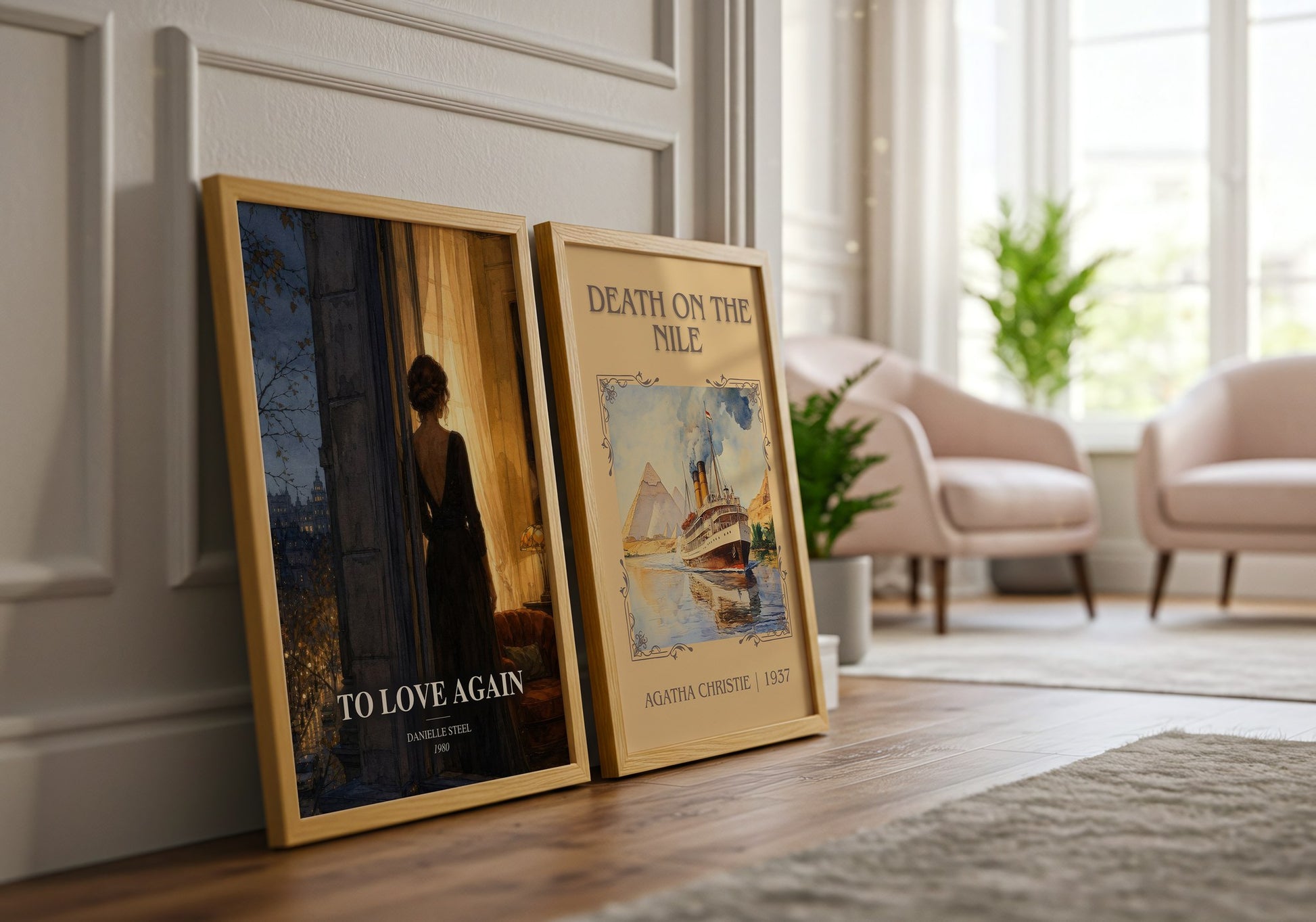 To Love Again watercolour print framed by window – literary home decor