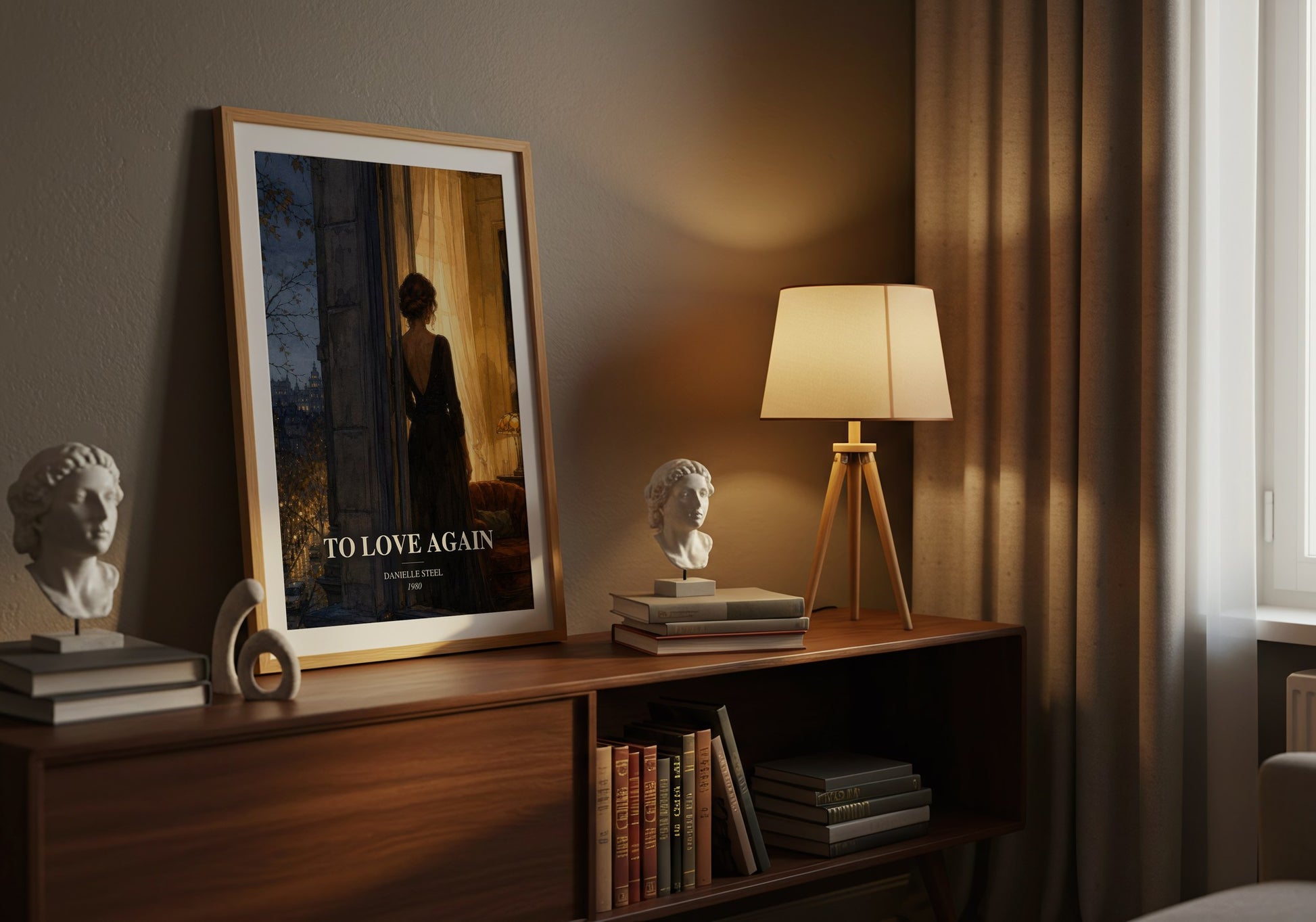 To Love Again watercolour print on bookshelf – Danielle Steel fan gift