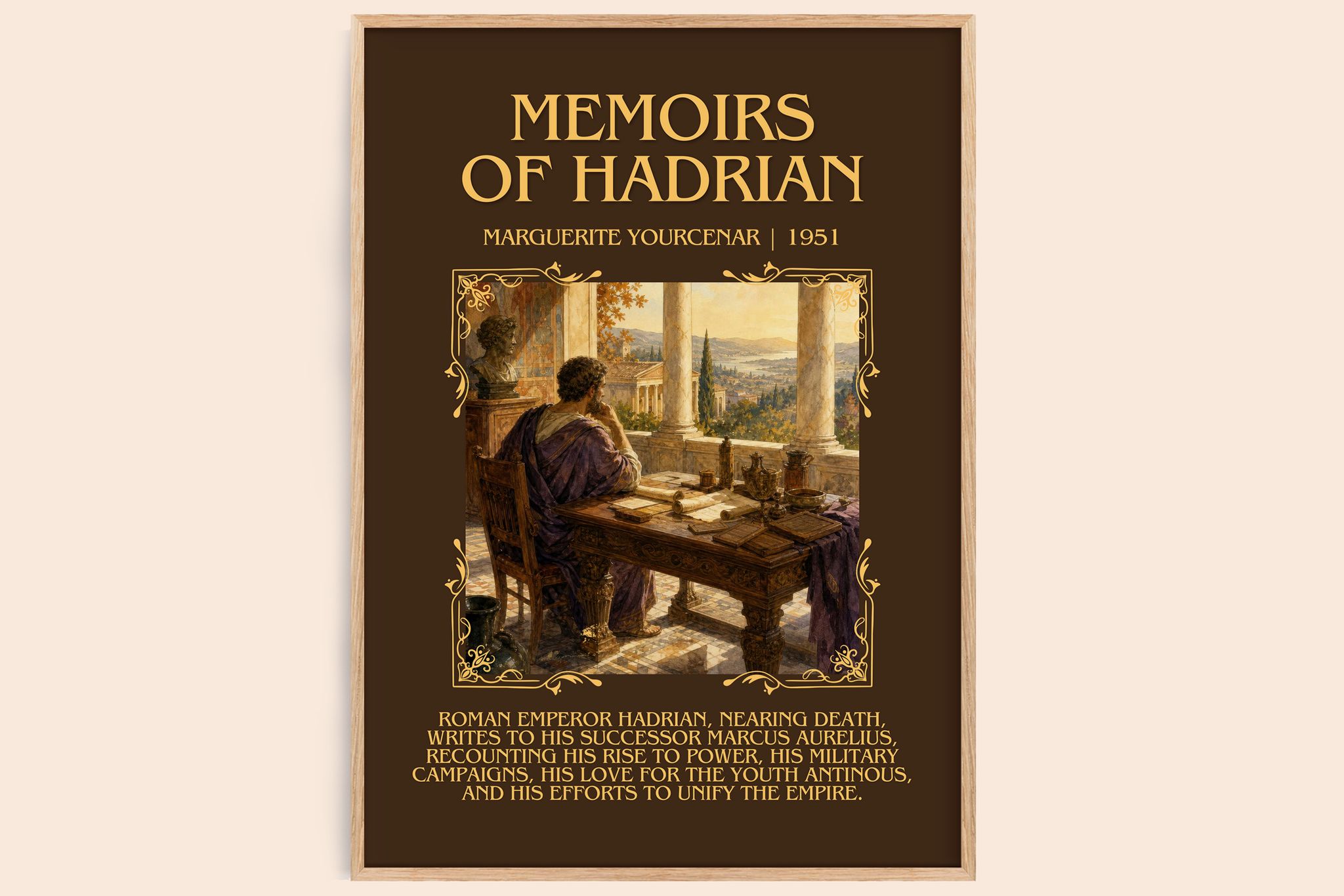 Memoirs of Hadrian Minimalist Book Poster by Marguerite Yourcenar