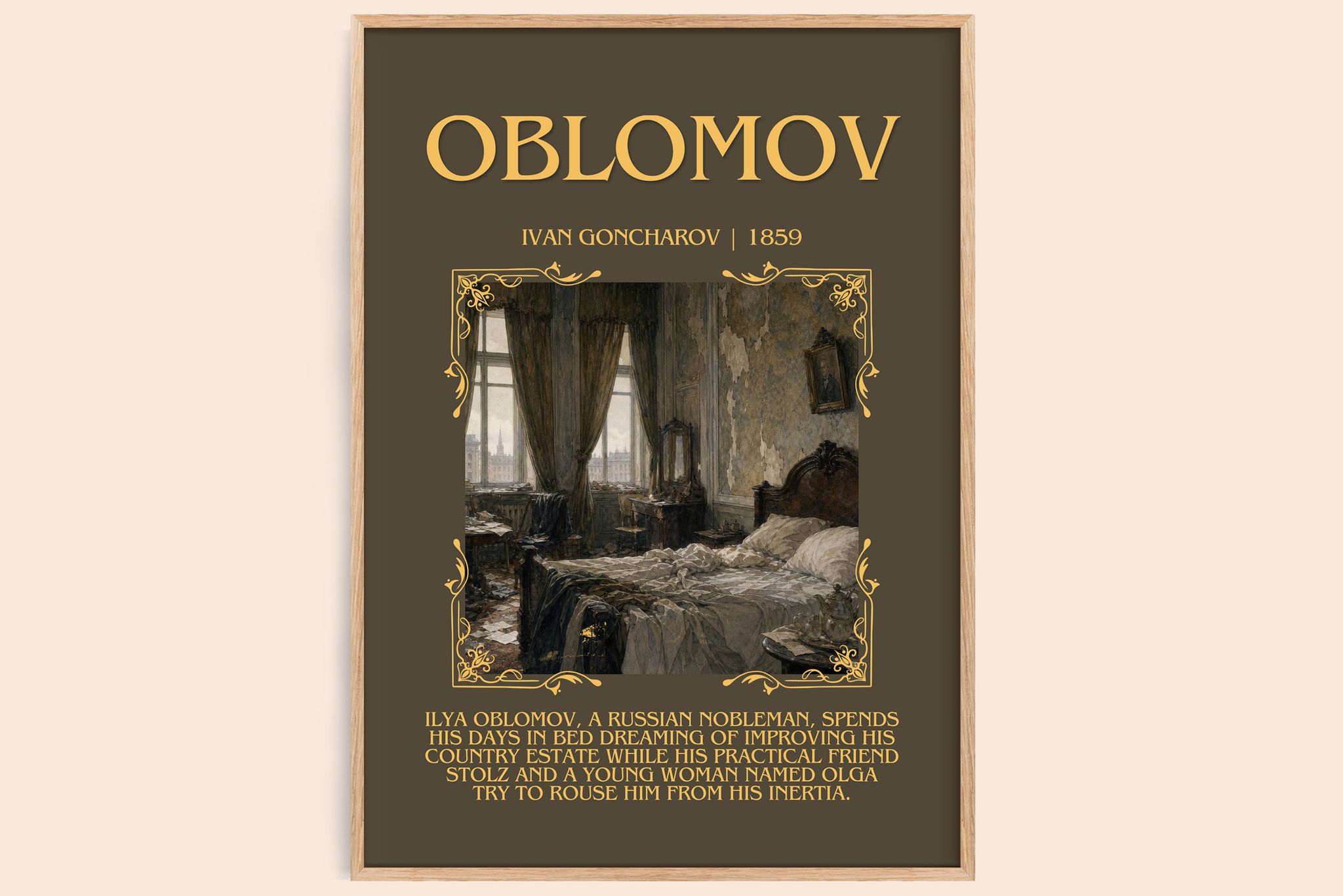 Oblomov Minimalist Book Poster by Ivan Goncharov