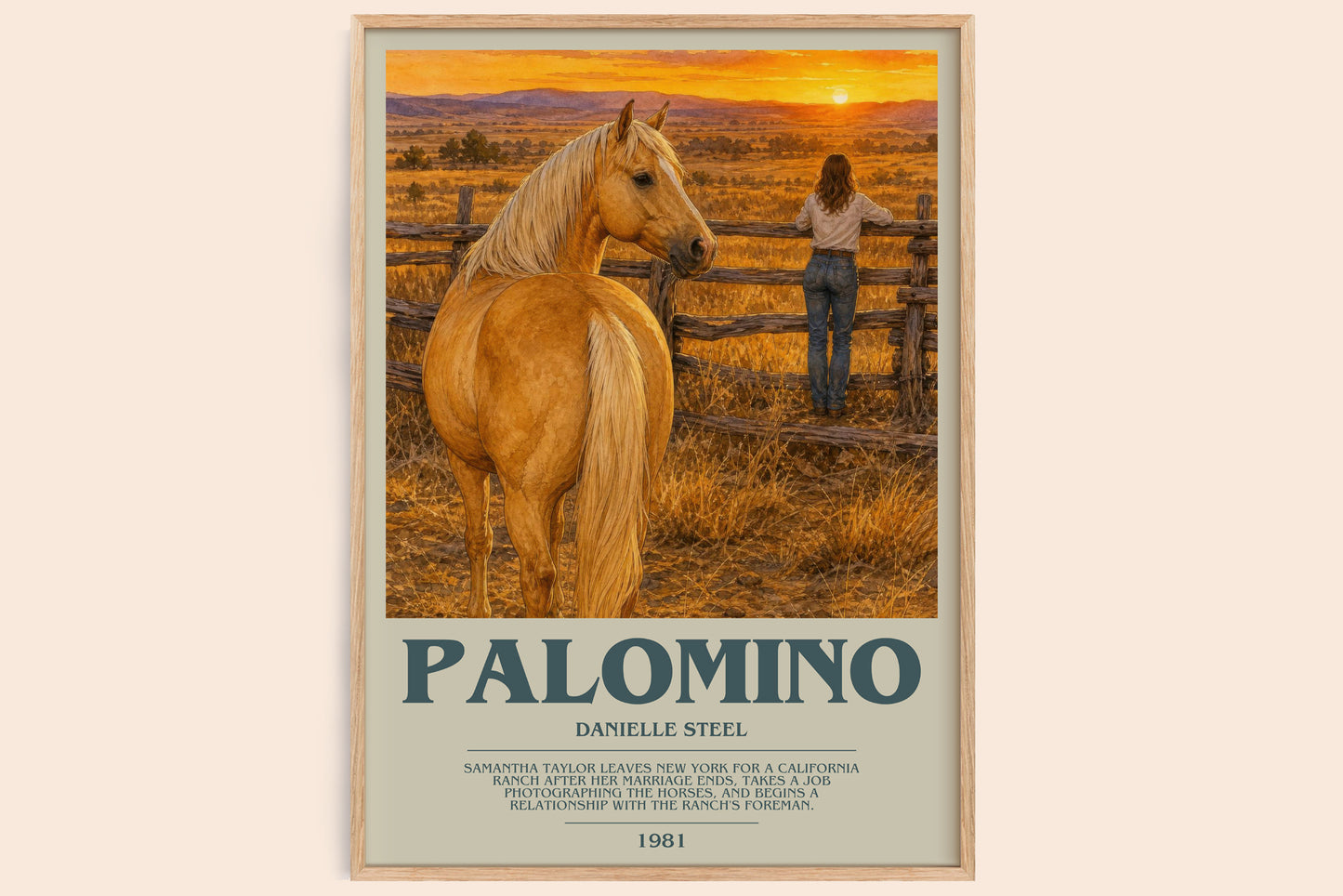Palomino bookish book poster by Danielle Steel – framed literary art print
