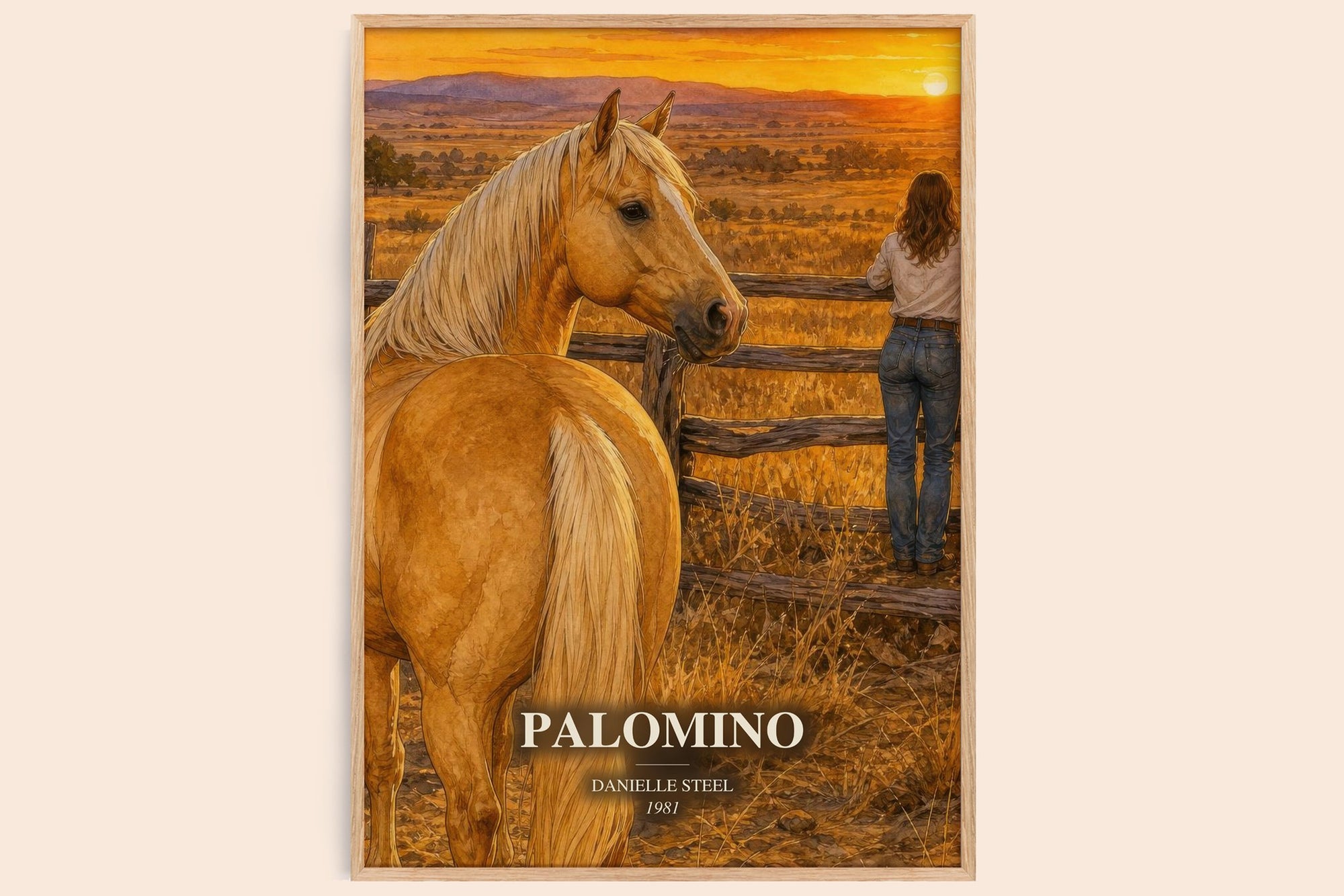 Palomino watercolour book poster by Danielle Steel – framed literary art print