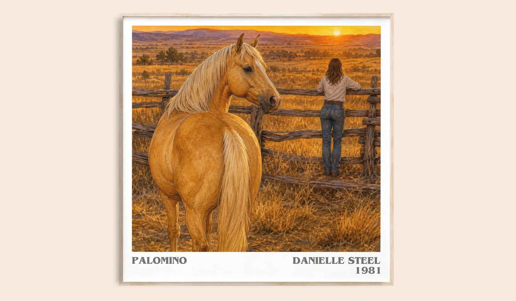 Palomino literary book poster by Danielle Steel – framed literary art print