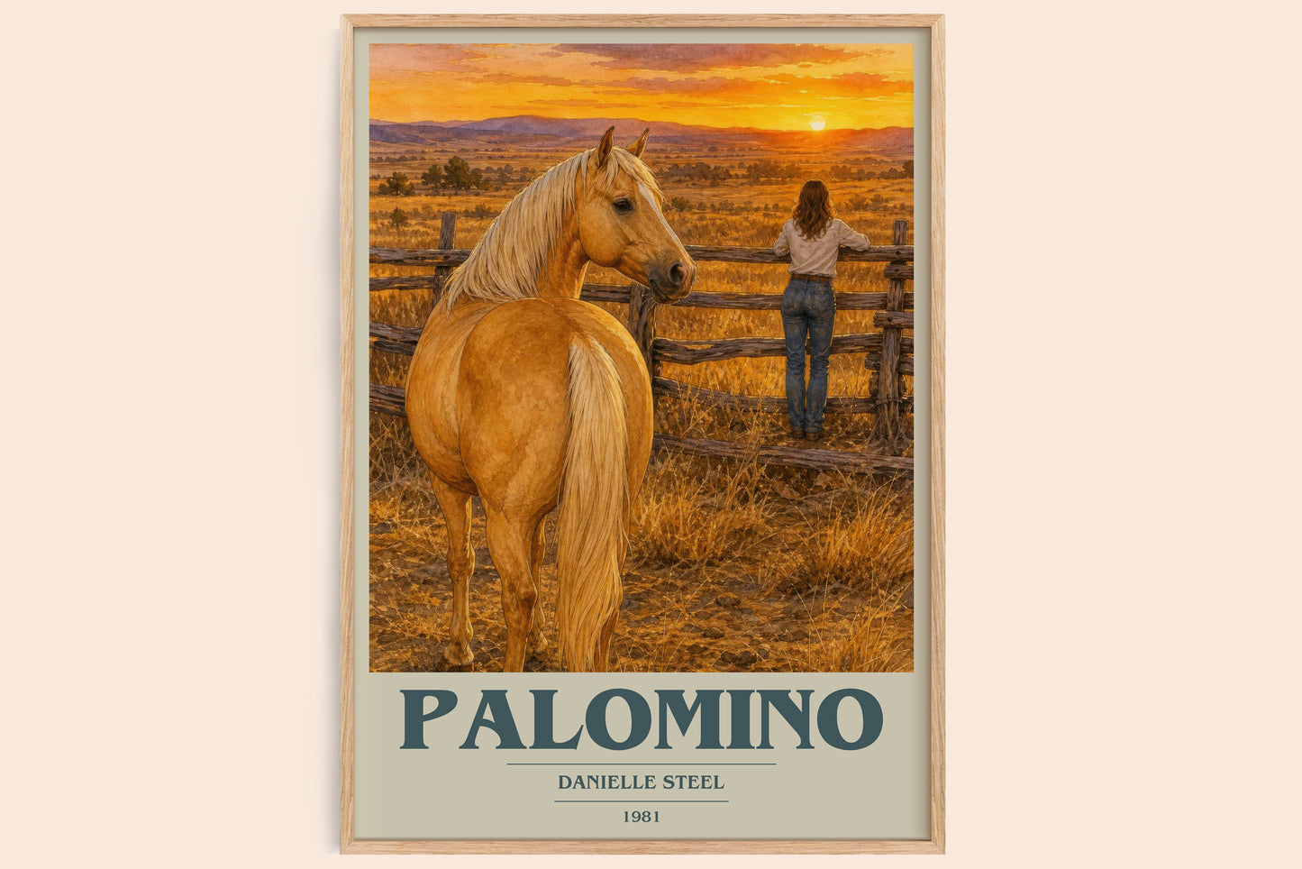 Palomino book cover book poster by Danielle Steel – framed literary art print