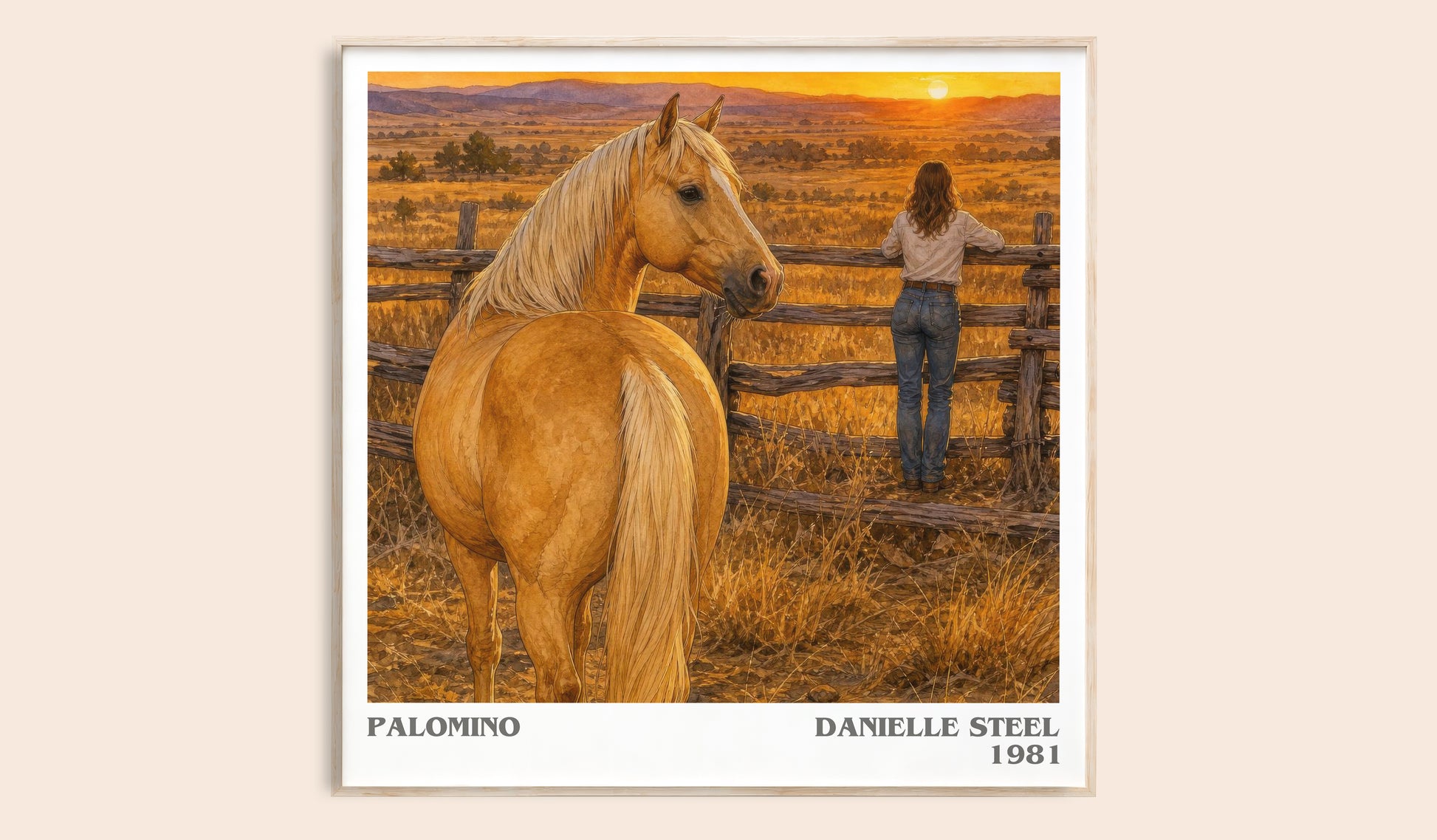 Palomino literary book poster by Danielle Steel – framed literary art print