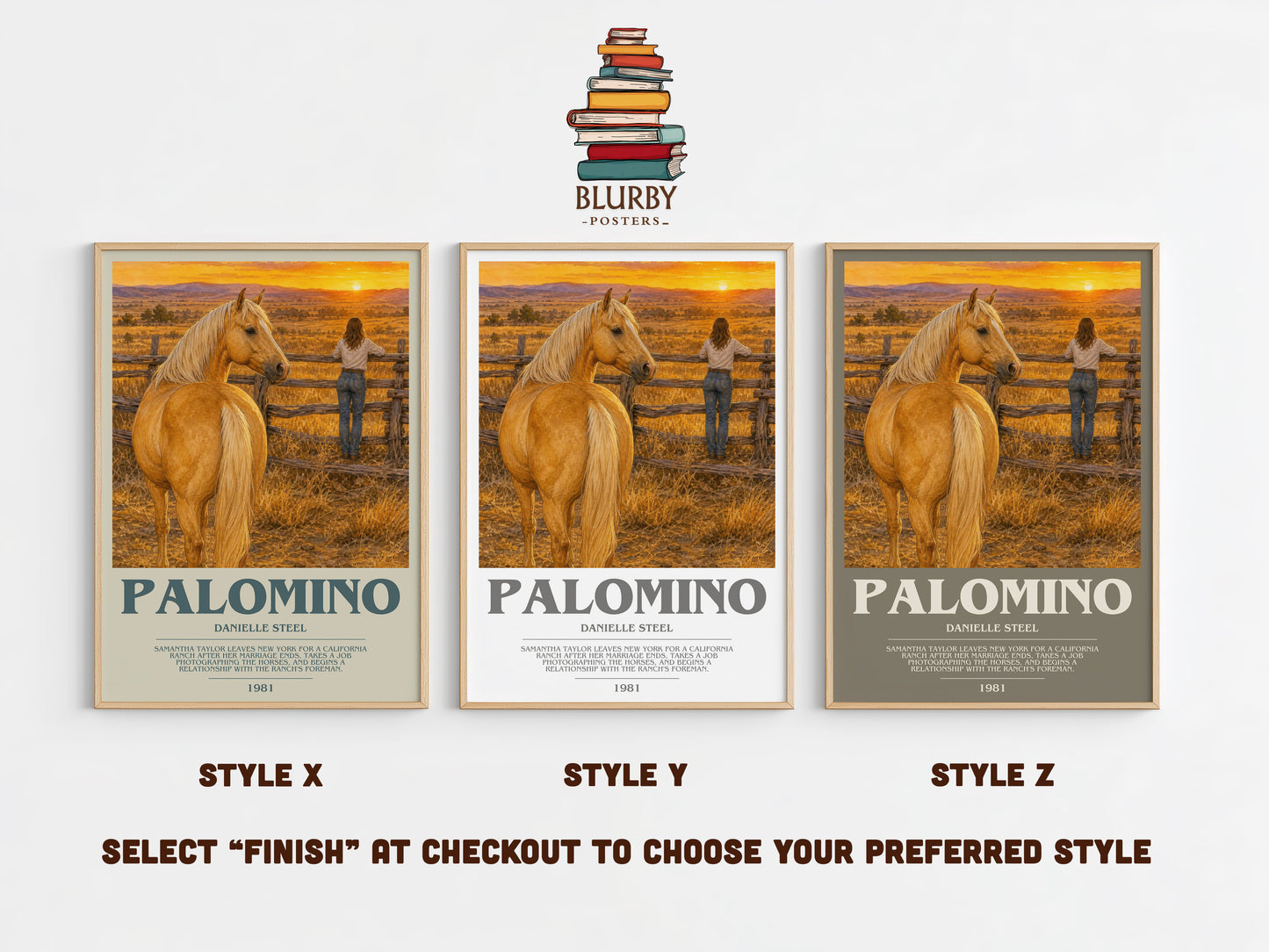 Palomino bookish print in frame leaning in hallway – romance wall art