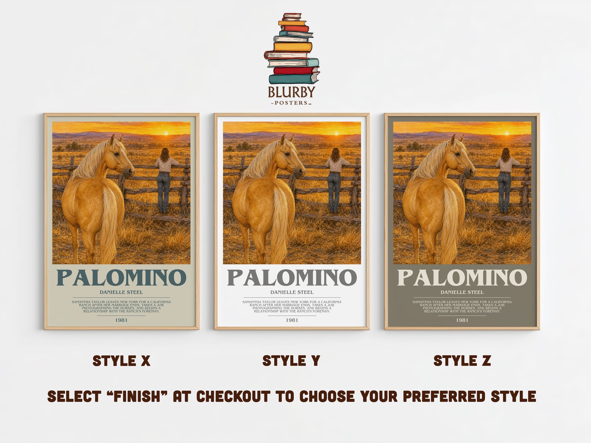 Palomino bookish print in frame leaning in hallway – romance wall art
