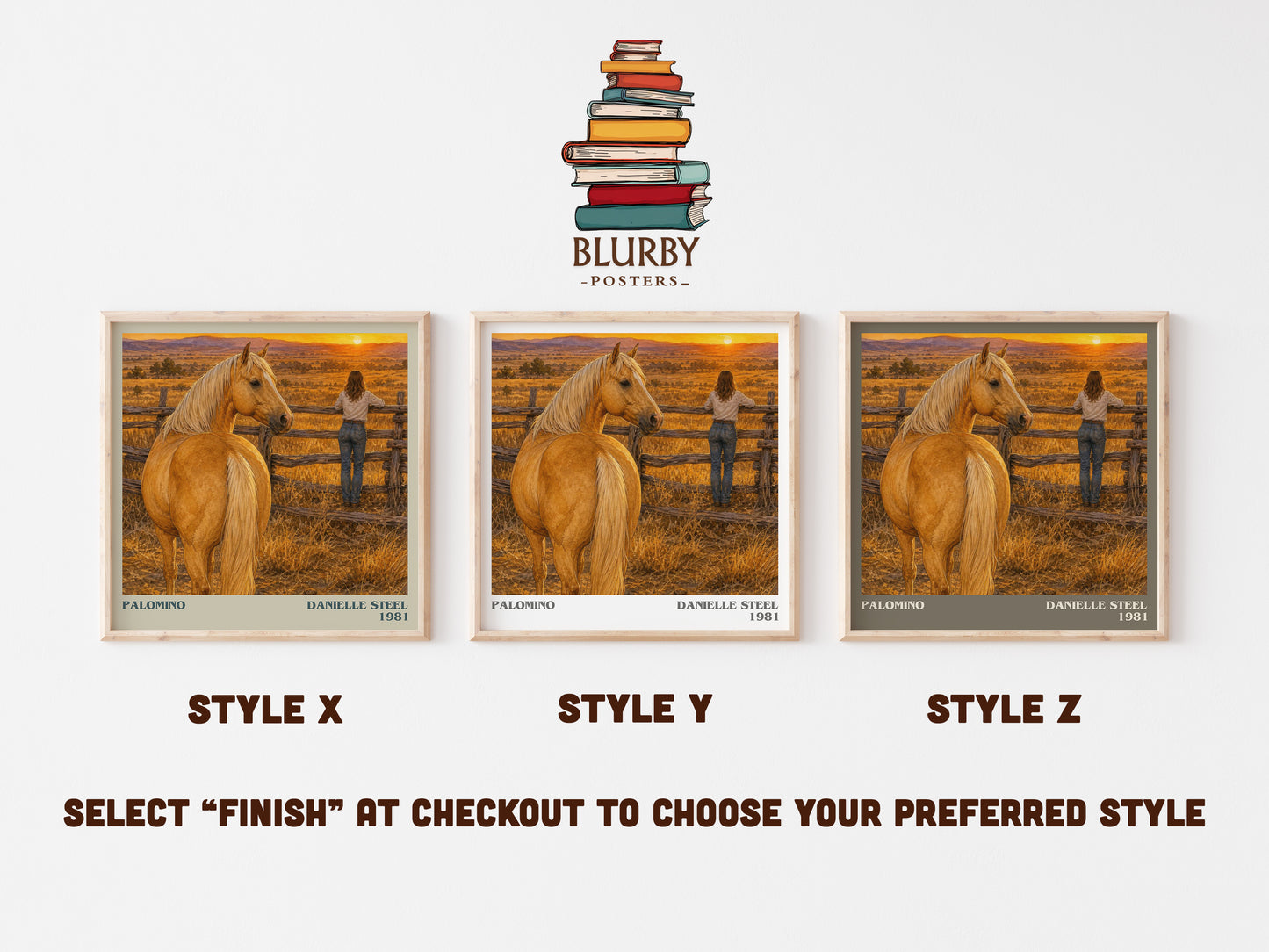 Palomino literary print in frame leaning in hallway – romance wall art