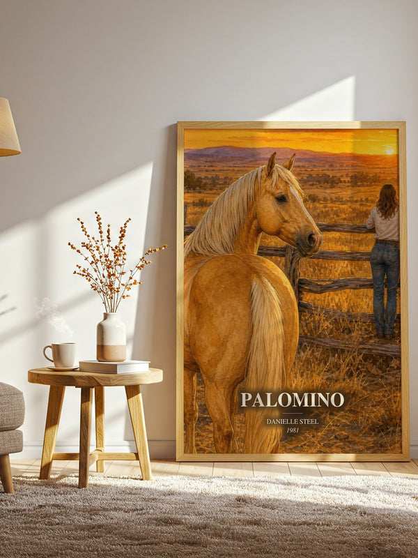 Palomino watercolour print in frame leaning in hallway – romance wall art