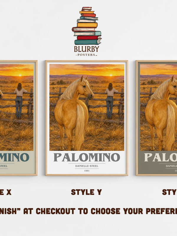 Palomino book cover print in frame leaning in hallway – romance wall art