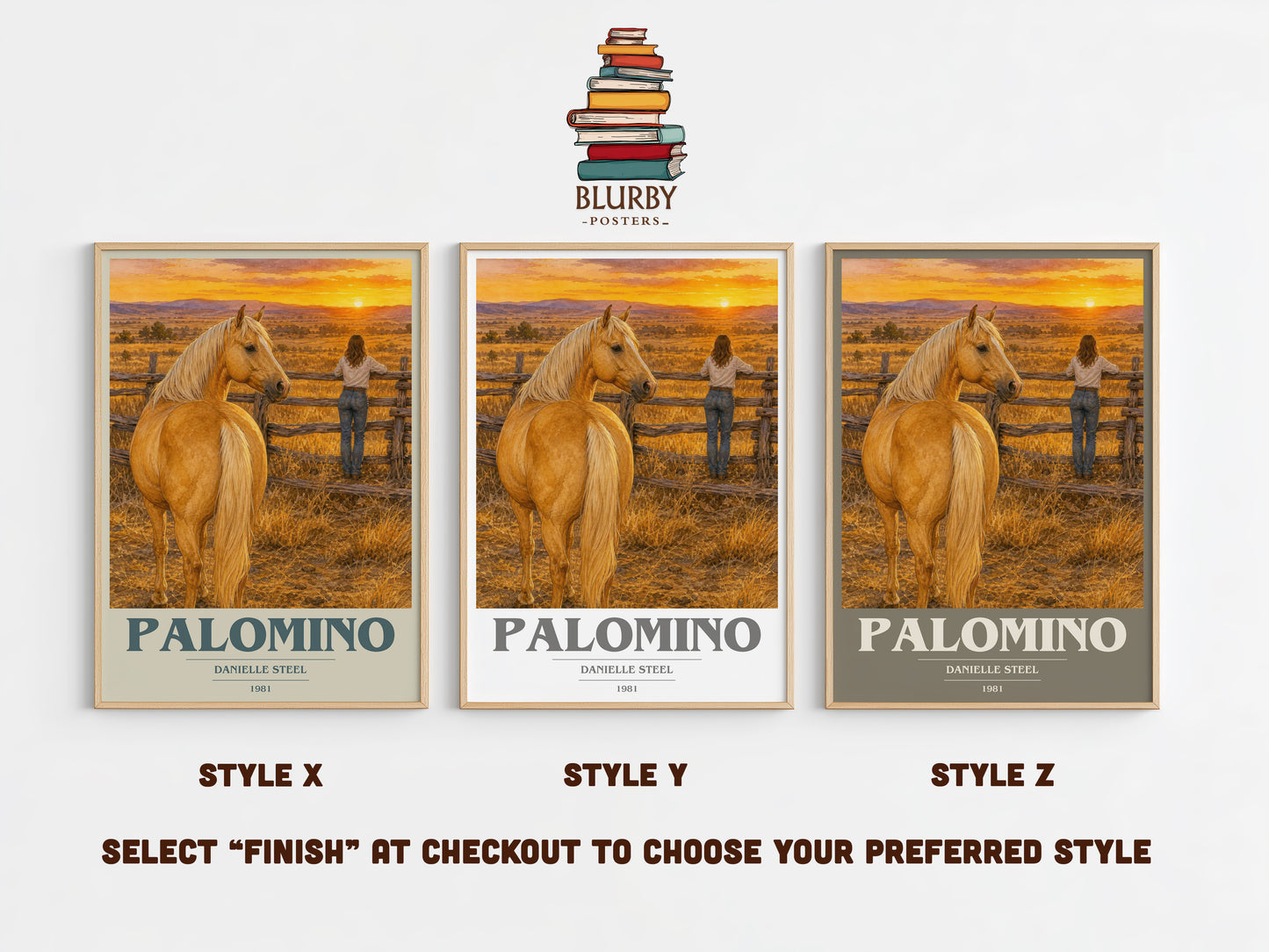 Palomino book cover print in frame leaning in hallway – romance wall art