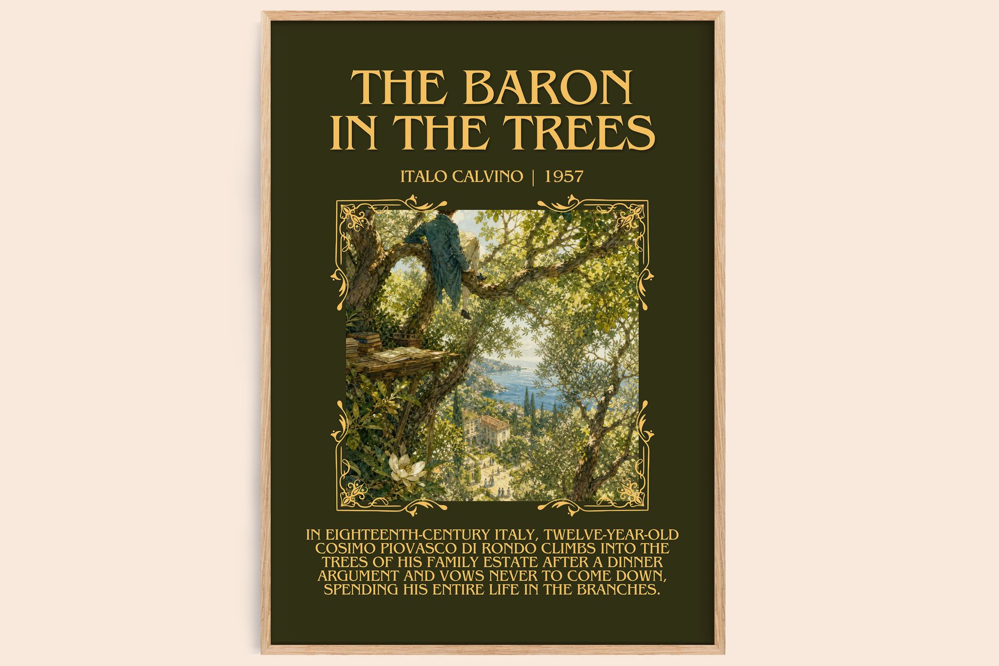 The Baron in the Trees Minimalist Book Poster by Italo Calvino