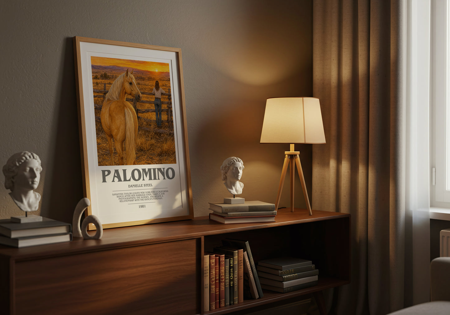 Palomino bookish book poster framed on wall – romance wall art
