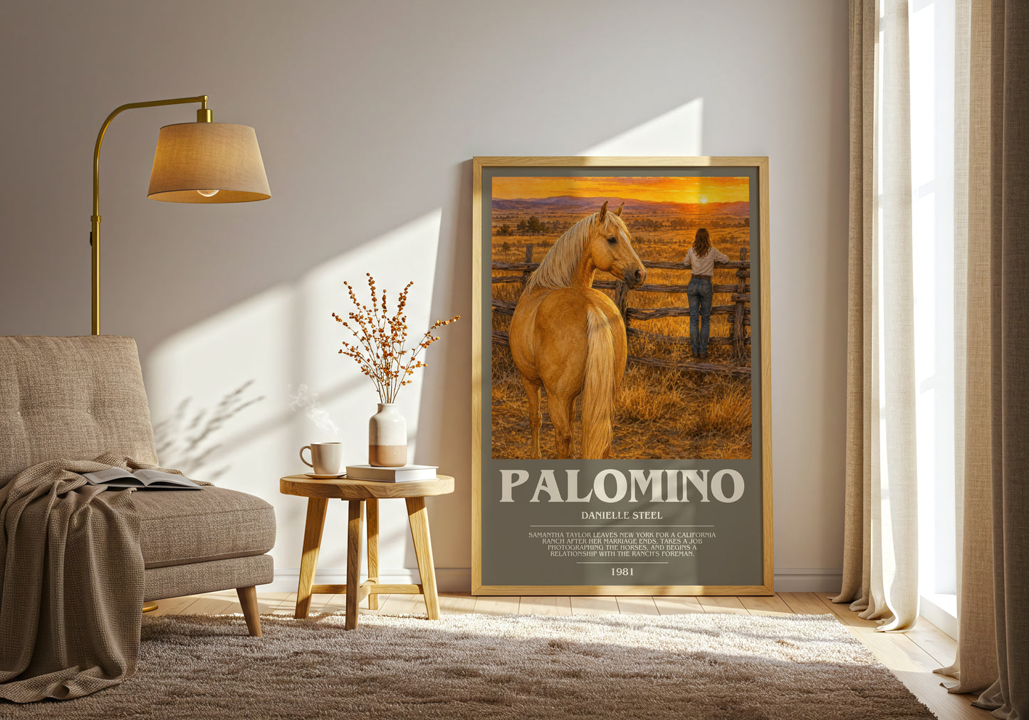 Palomino bookish print on bookshelf – Danielle Steel fan gift