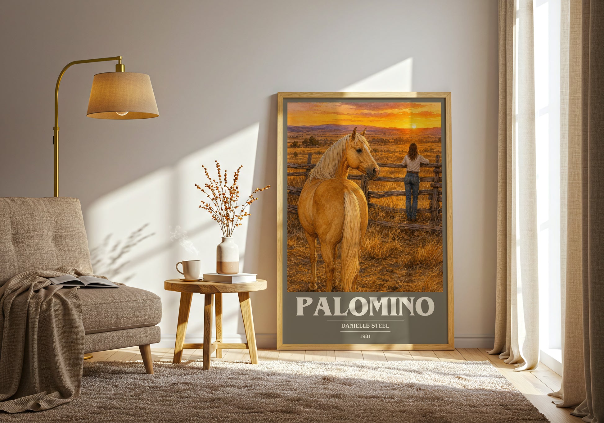 Palomino book cover print on bookshelf – Danielle Steel fan gift