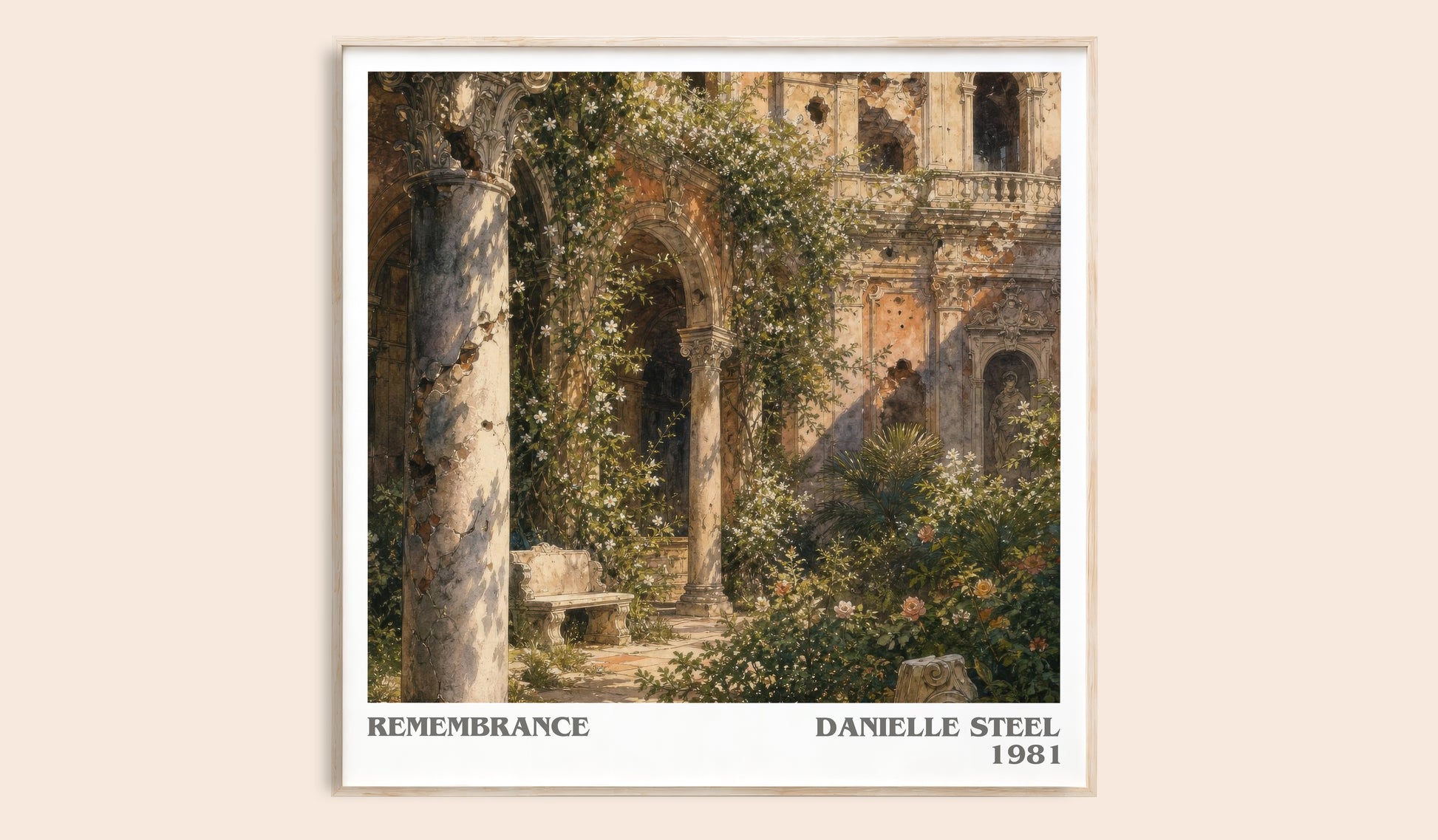 Remembrance literary book poster by Danielle Steel – framed literary art print