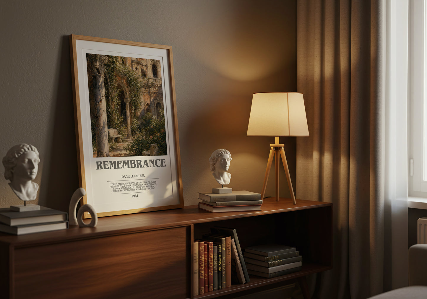 Remembrance bookish book poster framed on wall – romance wall art