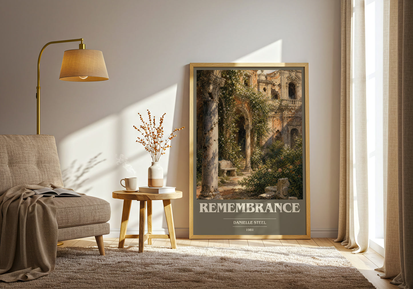 Remembrance book cover print on bookshelf – Danielle Steel fan gift